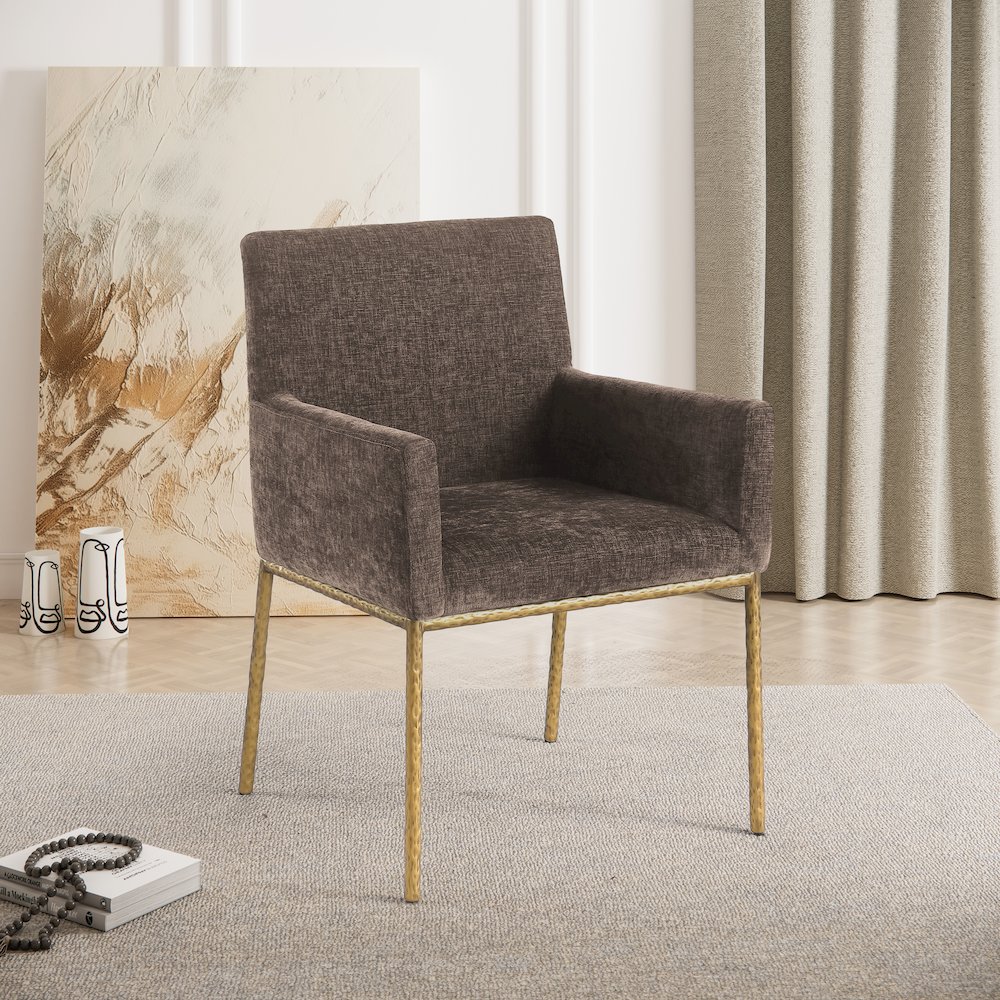 Reeves Brown Chenille Fabric Dining Chair, Set of 2. Picture 2