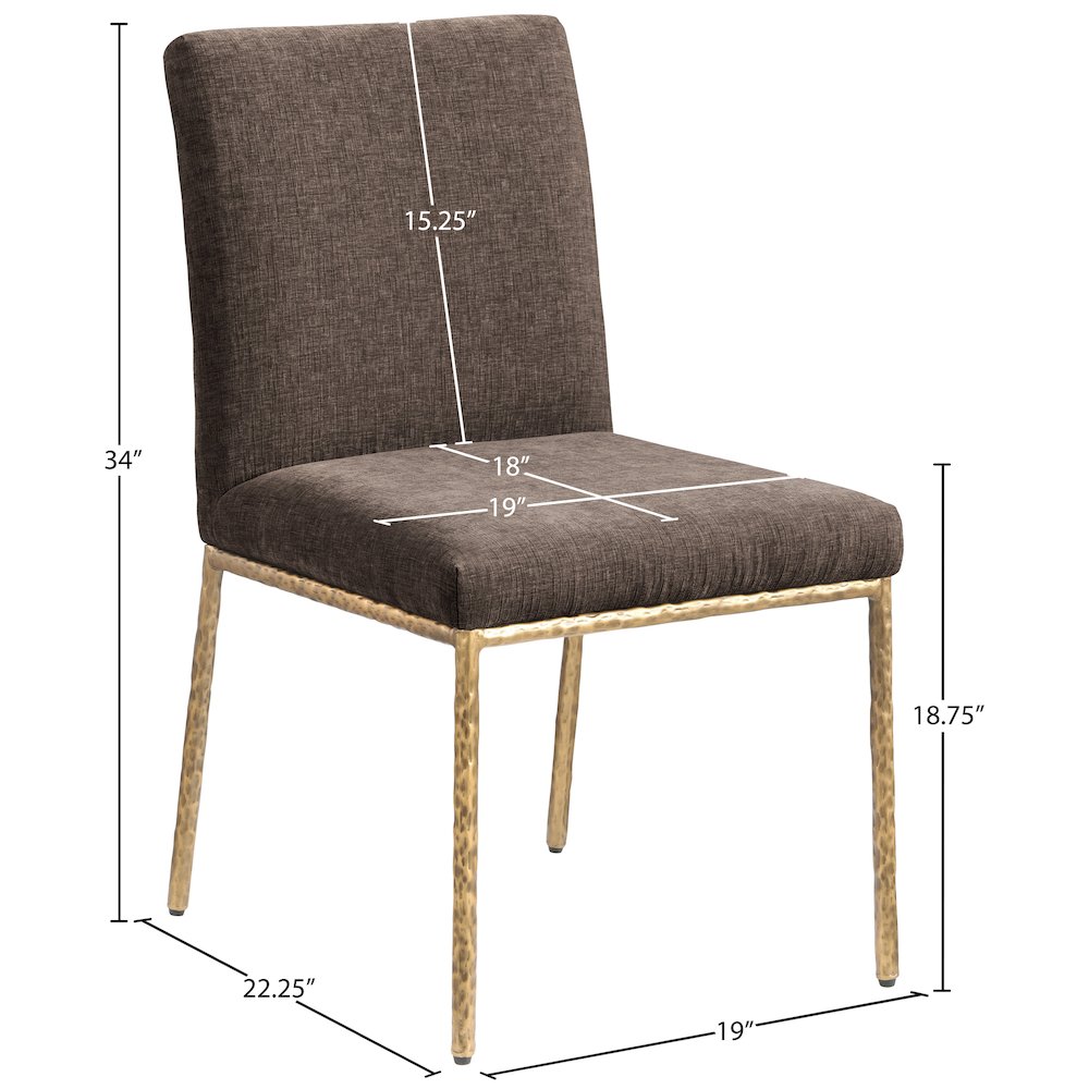 Reeves Brown Chenille Fabric Upholstered Dining Side Chair, Set of 2. Picture 10