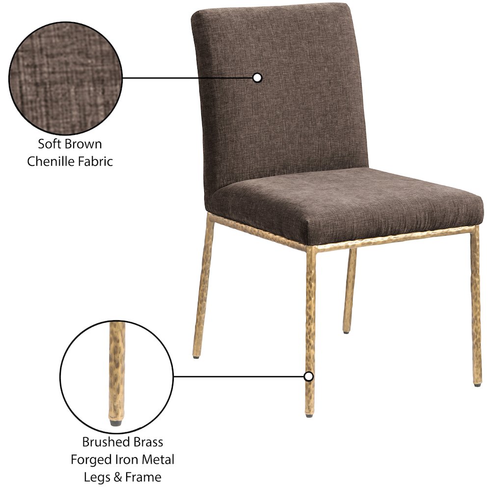 Reeves Brown Chenille Fabric Upholstered Dining Side Chair, Set of 2. Picture 11