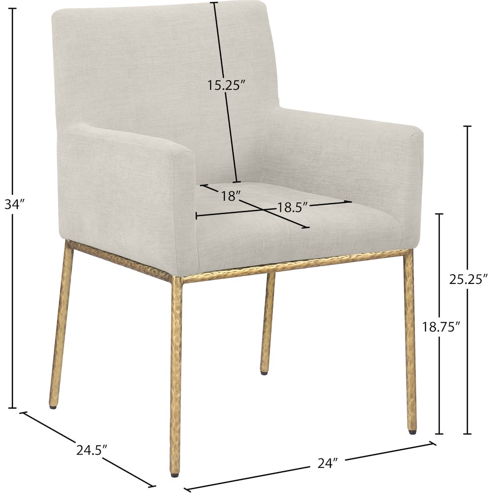 Reeves Cream Chenille Fabric Dining Chair, Set of 2. Picture 8