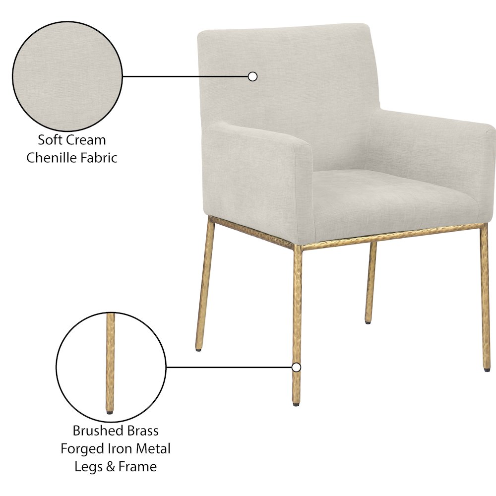 Reeves Cream Chenille Fabric Dining Chair, Set of 2. Picture 9