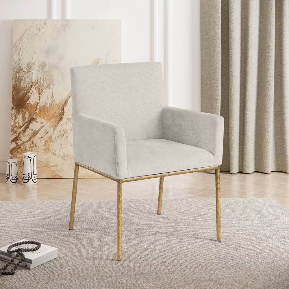 Reeves Cream Chenille Fabric Dining Chair, Set of 2. Picture 2