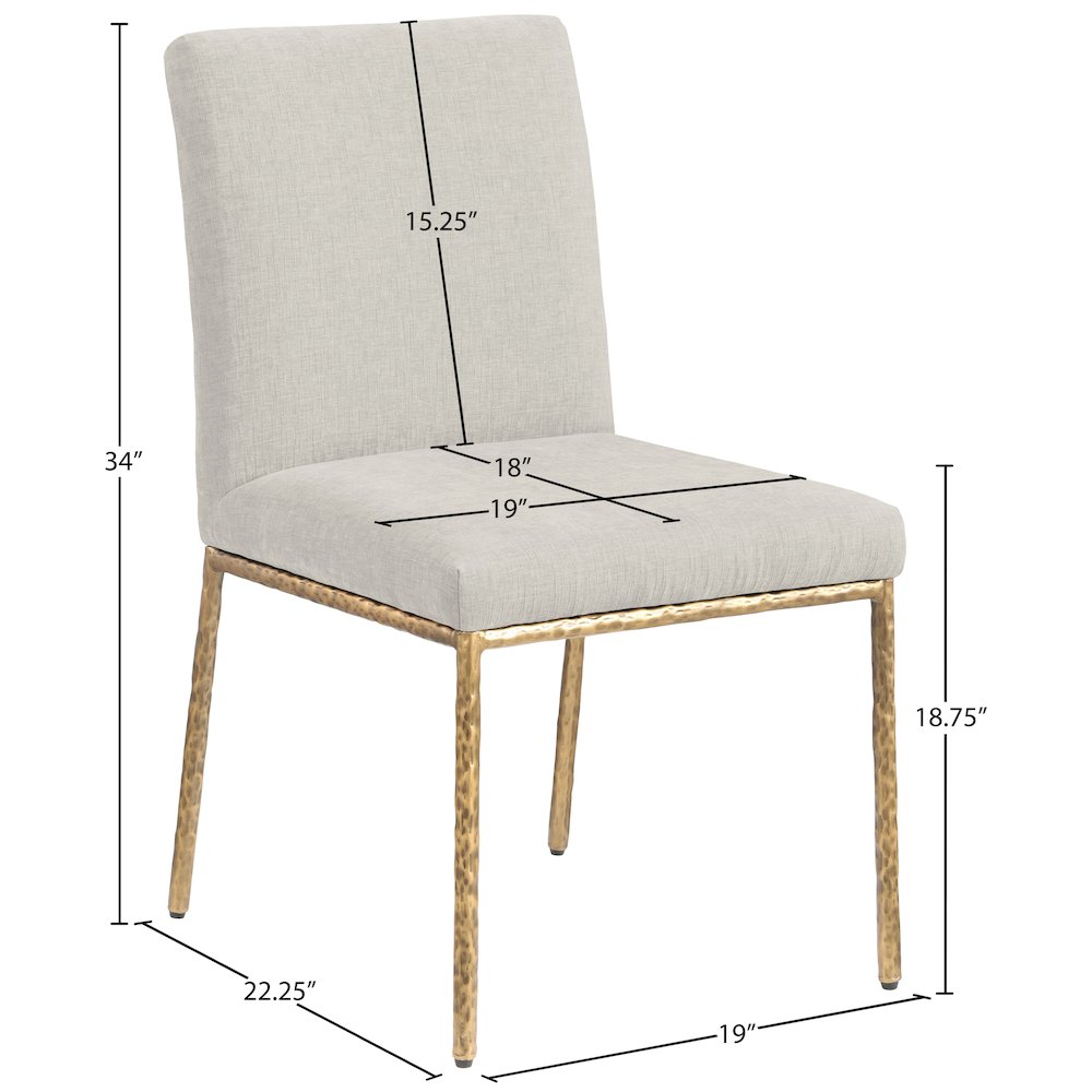Reeves Cream Chenille Fabric Upholstered Dining Side Chair, Set of 2. Picture 10
