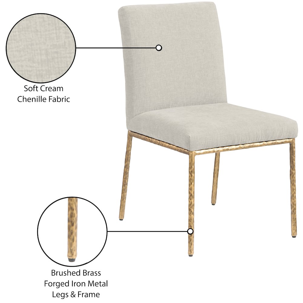 Reeves Cream Chenille Fabric Upholstered Dining Side Chair, Set of 2. Picture 11