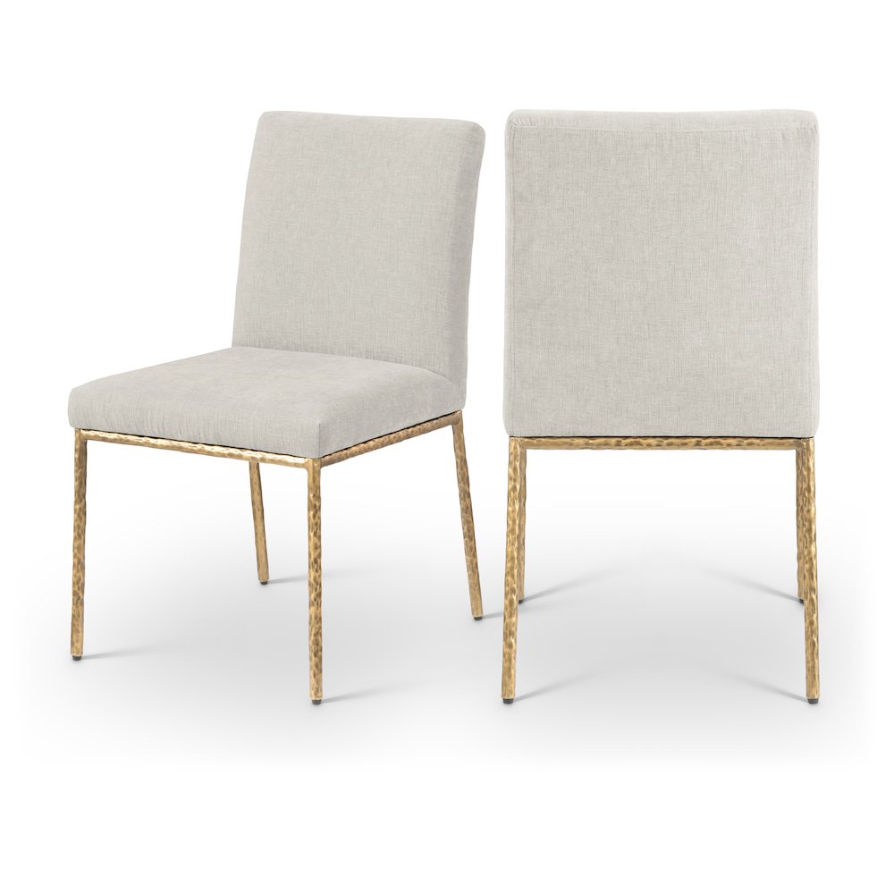 Reeves Cream Chenille Fabric Upholstered Dining Side Chair, Set of 2. Picture 1