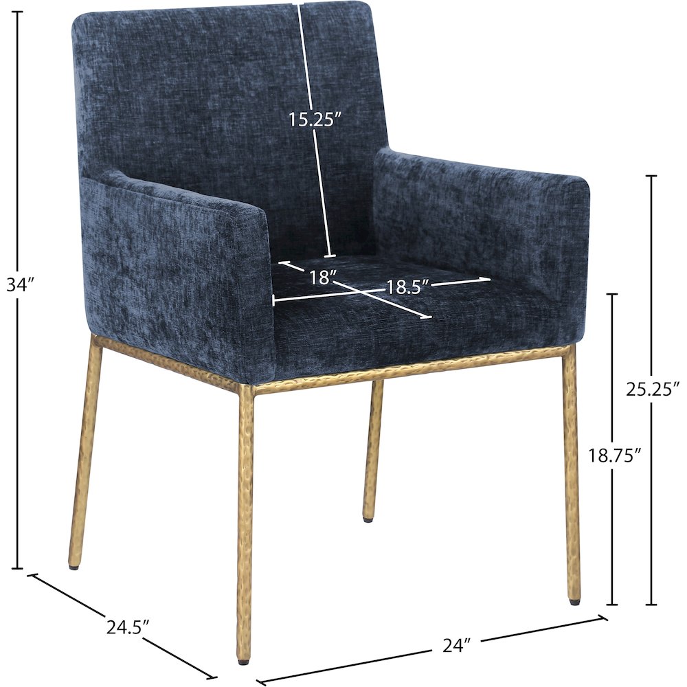 Reeves Navy Chenille Fabric Dining Chair, Set of 2. Picture 8