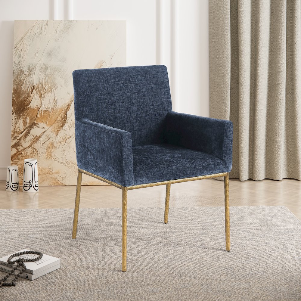 Reeves Navy Chenille Fabric Dining Chair, Set of 2. Picture 2
