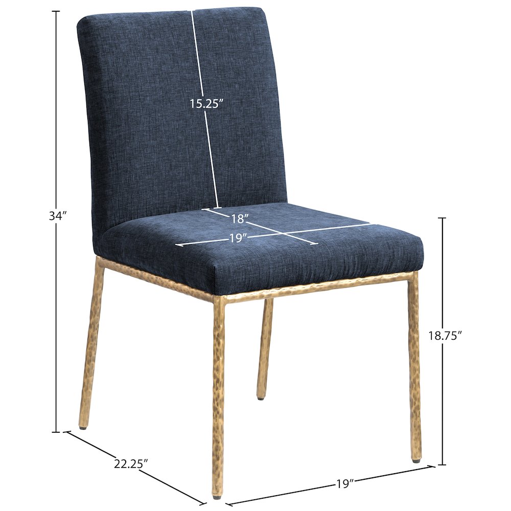 Reeves Navy Chenille Fabric Upholstered Dining Side Chair, Set of 2. Picture 10
