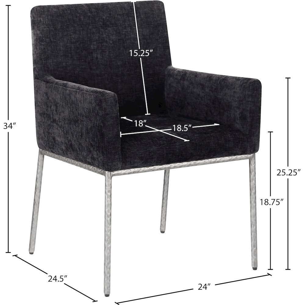 Reeves Black Chenille Fabric Dining Chair, Set of 2. Picture 8
