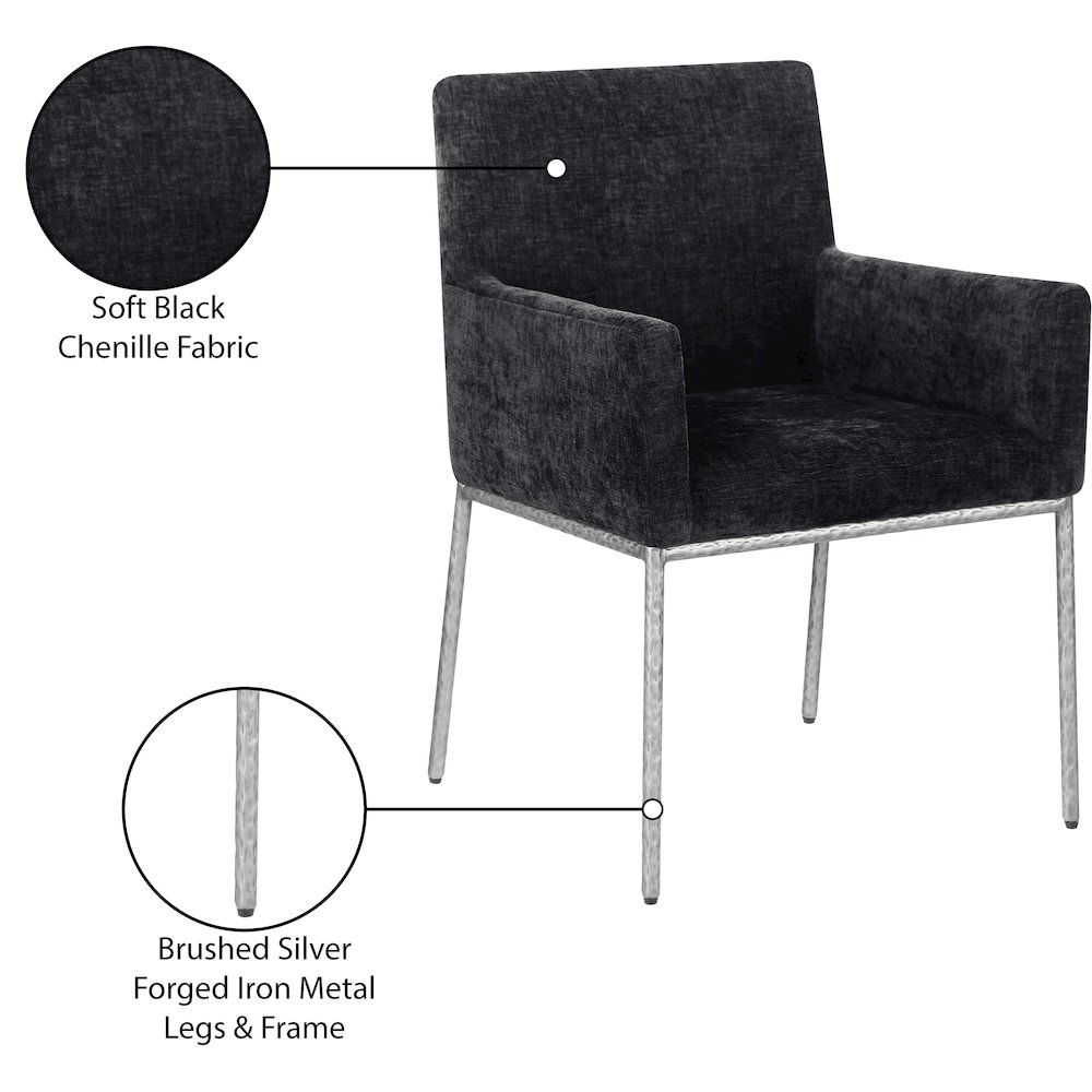 Reeves Black Chenille Fabric Dining Chair, Set of 2. Picture 9