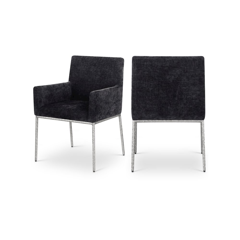 Reeves Black Chenille Fabric Dining Chair, Set of 2. Picture 1