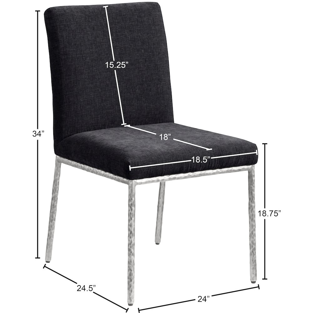 Reeves Black Chenille Fabric Upholstered Dining Side Chair, Set of 2. Picture 10
