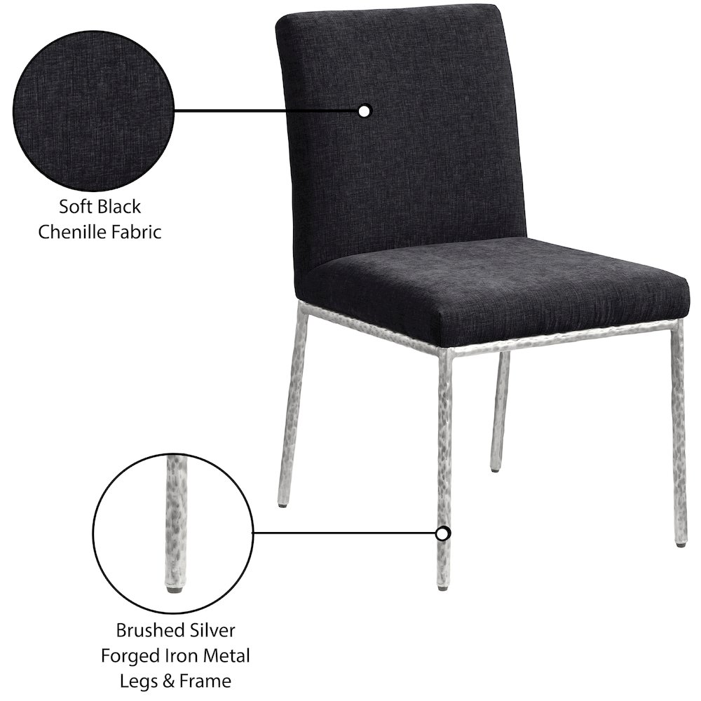Reeves Black Chenille Fabric Upholstered Dining Side Chair, Set of 2. Picture 11