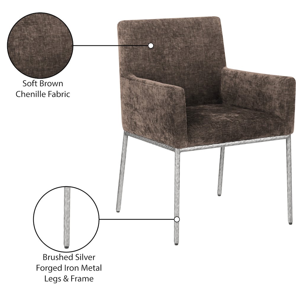 Reeves Brown Chenille Fabric Dining Chair, Set of 2. Picture 9