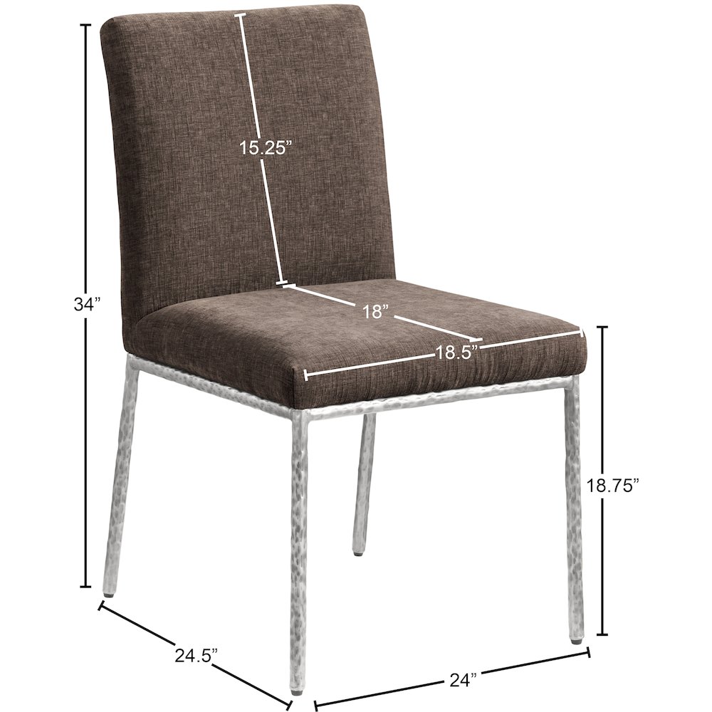 Reeves Brown Chenille Fabric Upholstered Dining Side Chair, Set of 2. Picture 10