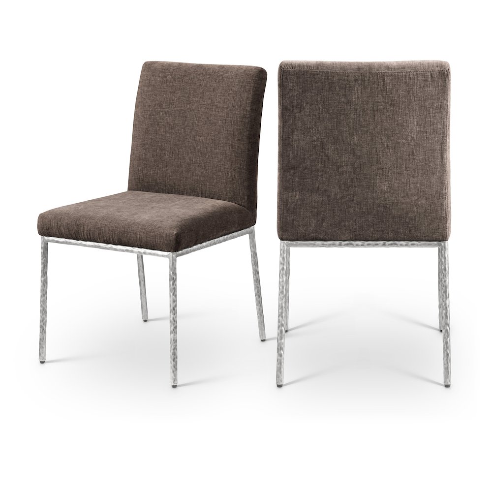 Reeves Brown Chenille Fabric Upholstered Dining Side Chair, Set of 2. Picture 1
