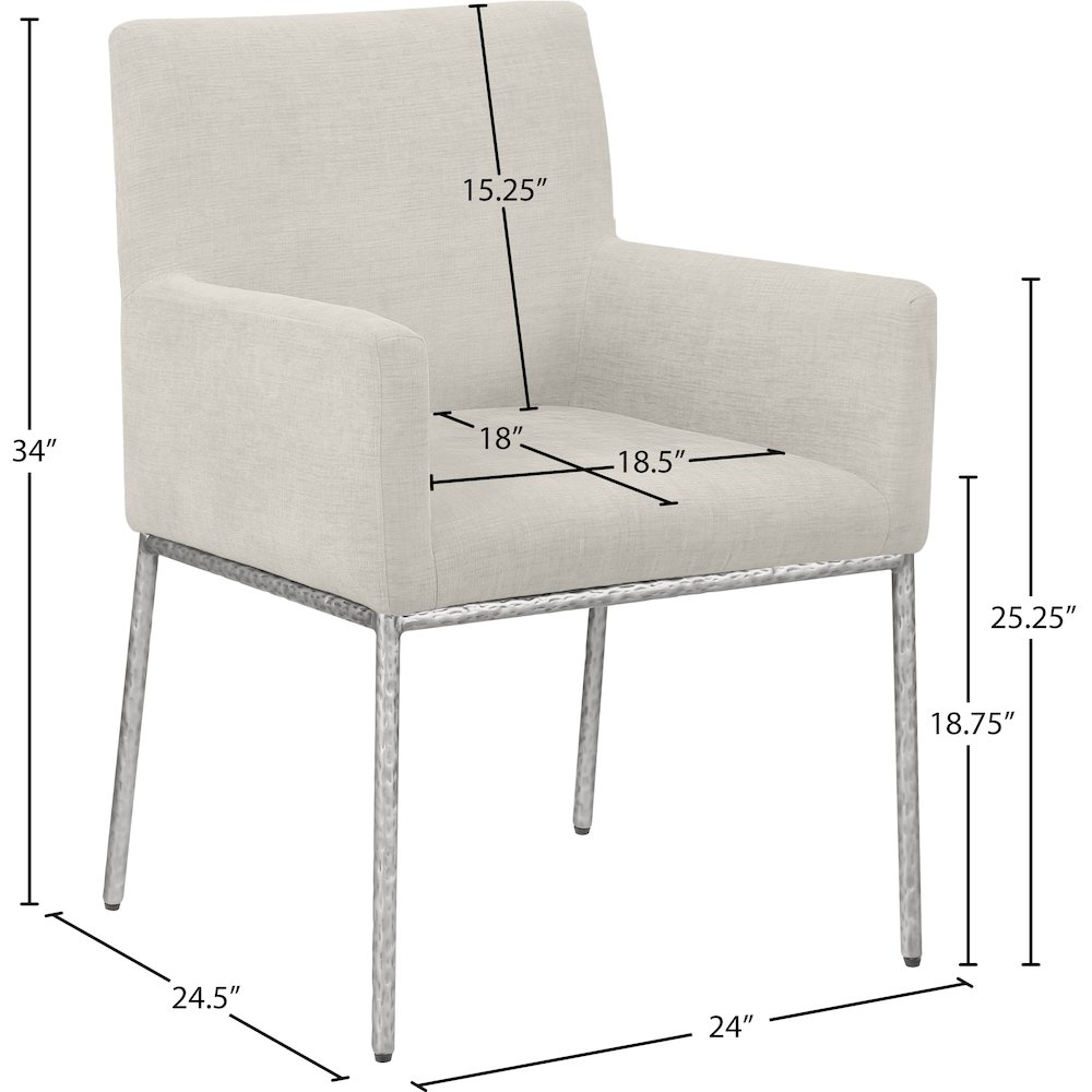 Reeves Cream Chenille Fabric Dining Chair, Set of 2. Picture 8