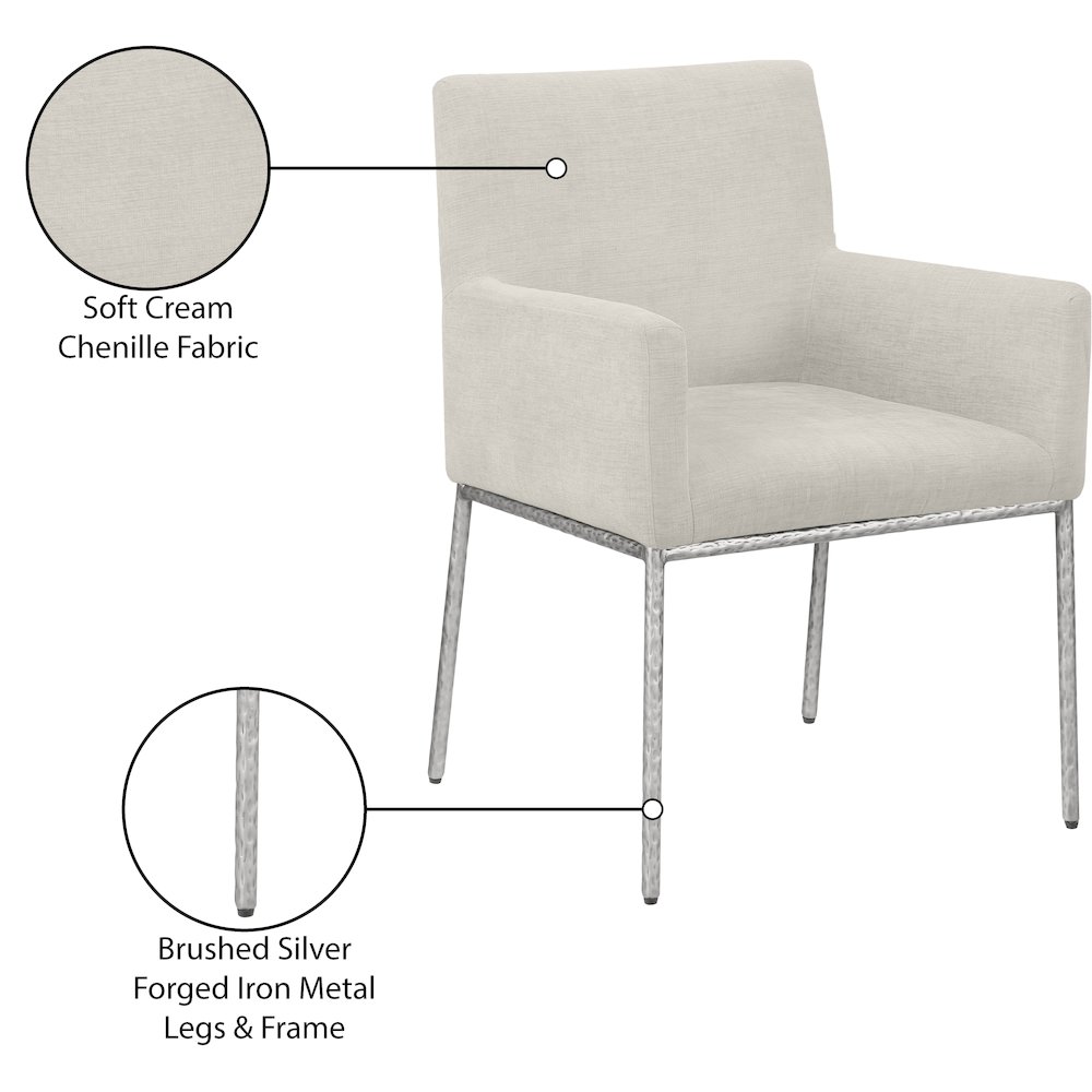 Reeves Cream Chenille Fabric Dining Chair, Set of 2. Picture 9