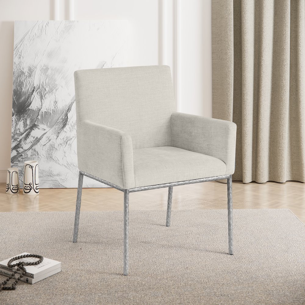 Reeves Cream Chenille Fabric Dining Chair, Set of 2. Picture 2