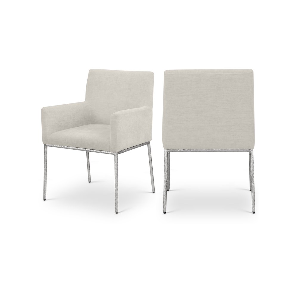 Reeves Cream Chenille Fabric Dining Chair, Set of 2. Picture 1