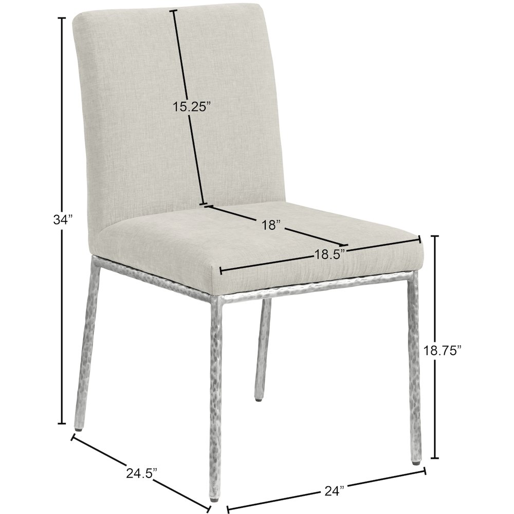 Reeves Cream Chenille Fabric Upholstered Dining Side Chair, Set of 2. Picture 10