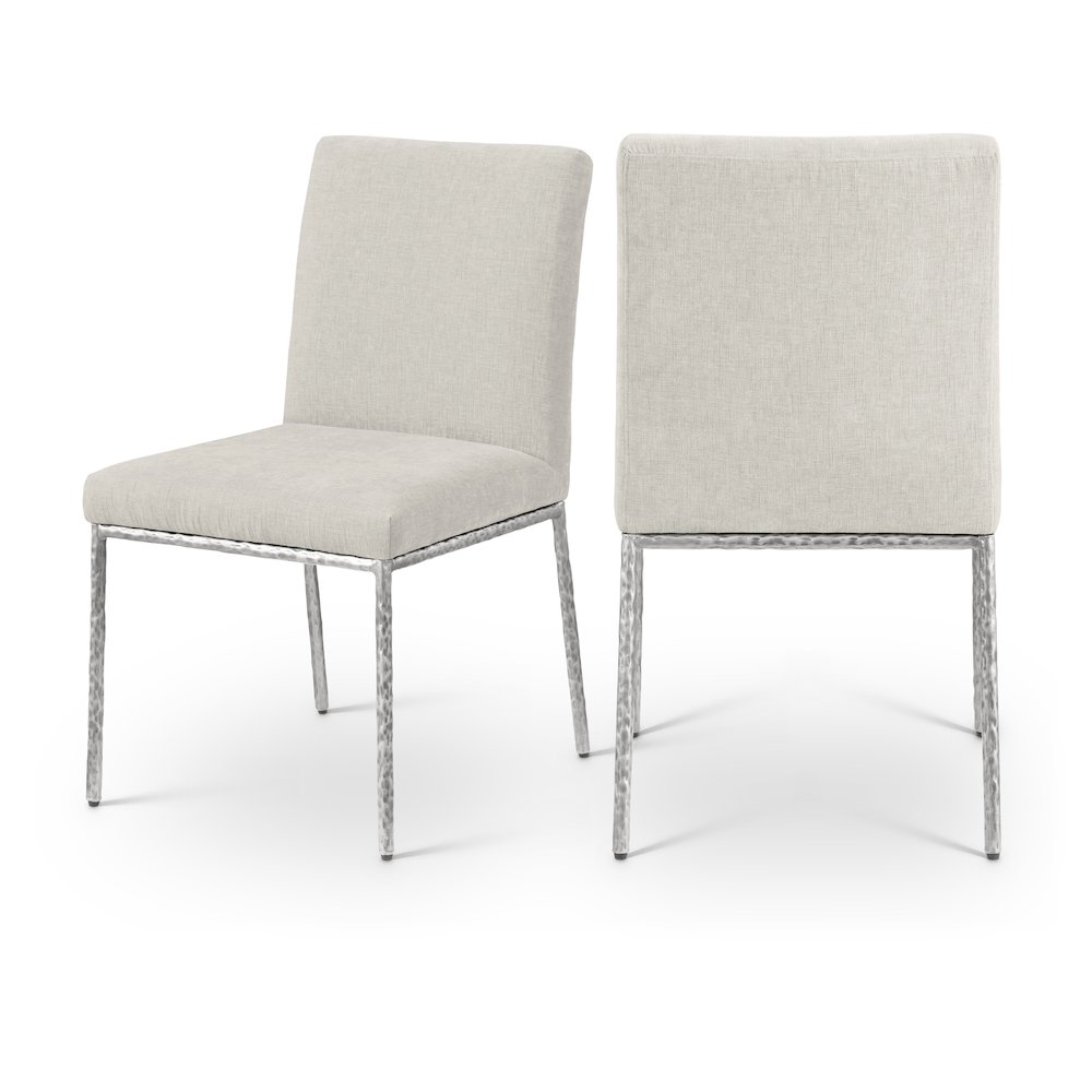 Reeves Cream Chenille Fabric Upholstered Dining Side Chair, Set of 2. Picture 1