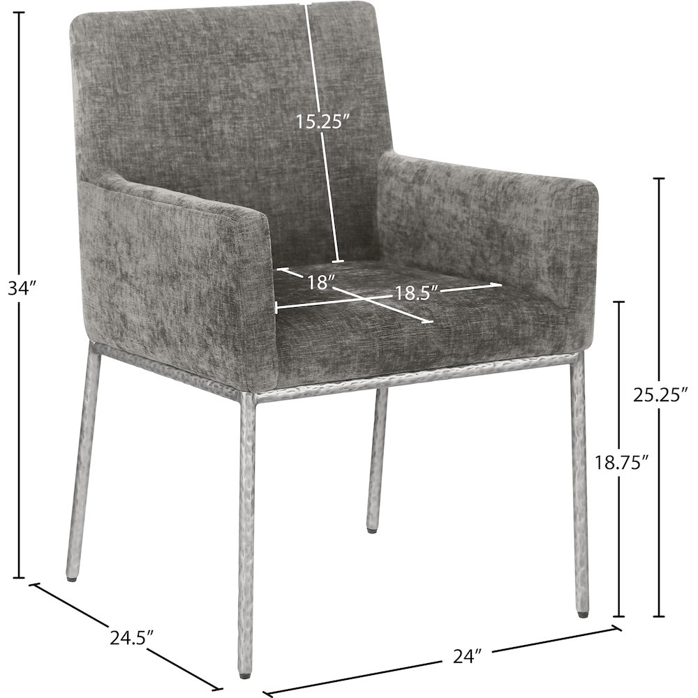 Reeves Grey Chenille Fabric Dining Chair, Set of 2. Picture 8