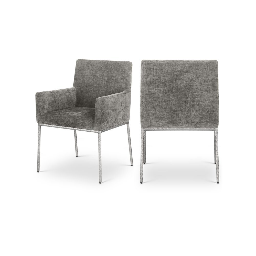 Reeves Grey Chenille Fabric Dining Chair, Set of 2. Picture 1