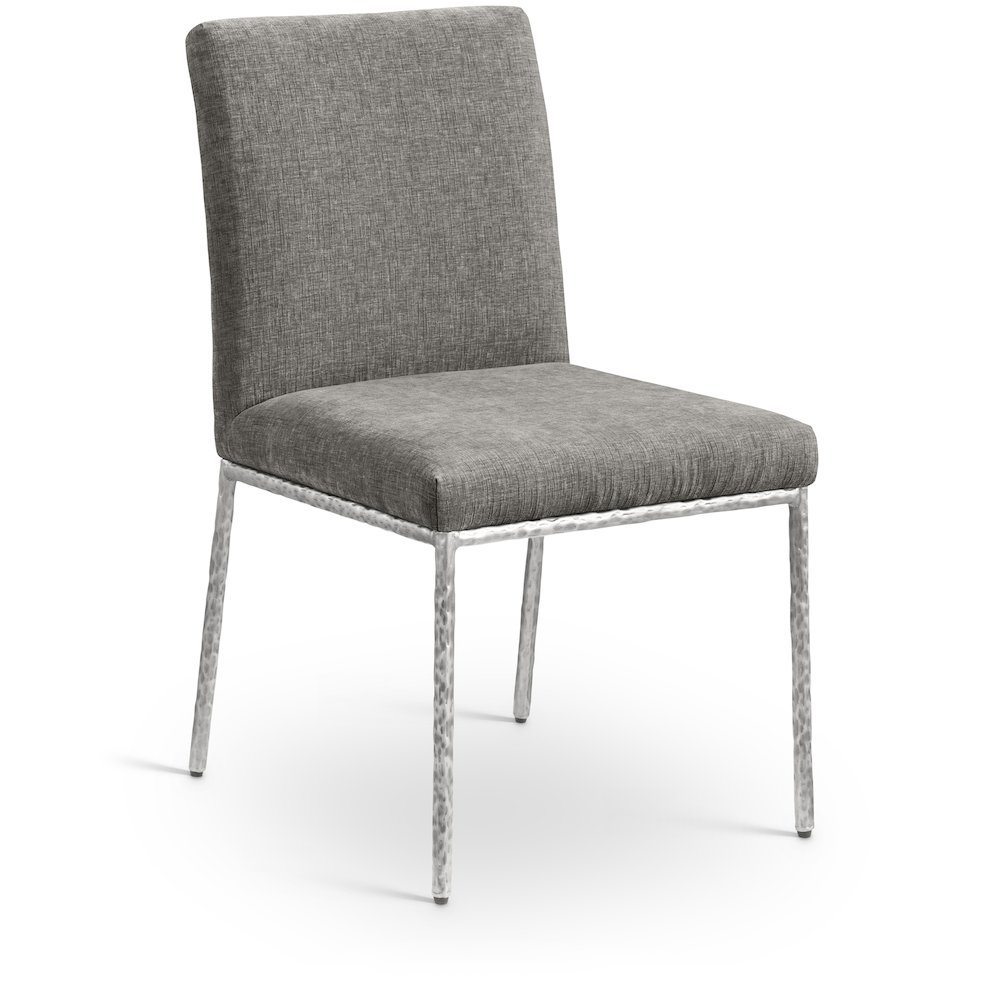 Reeves Grey Chenille Fabric Upholstered Dining Side Chair, Set of 2. Picture 2