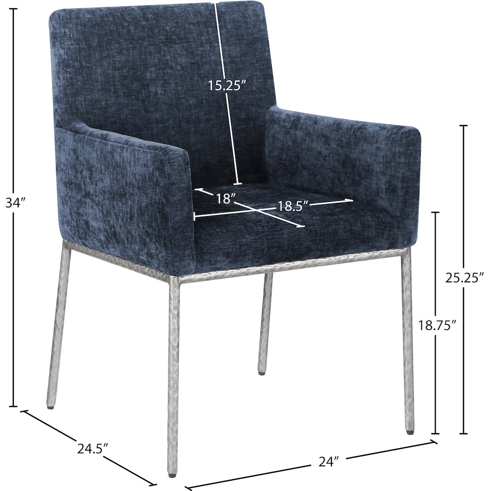 Reeves Navy Chenille Fabric Dining Chair, Set of 2. Picture 8