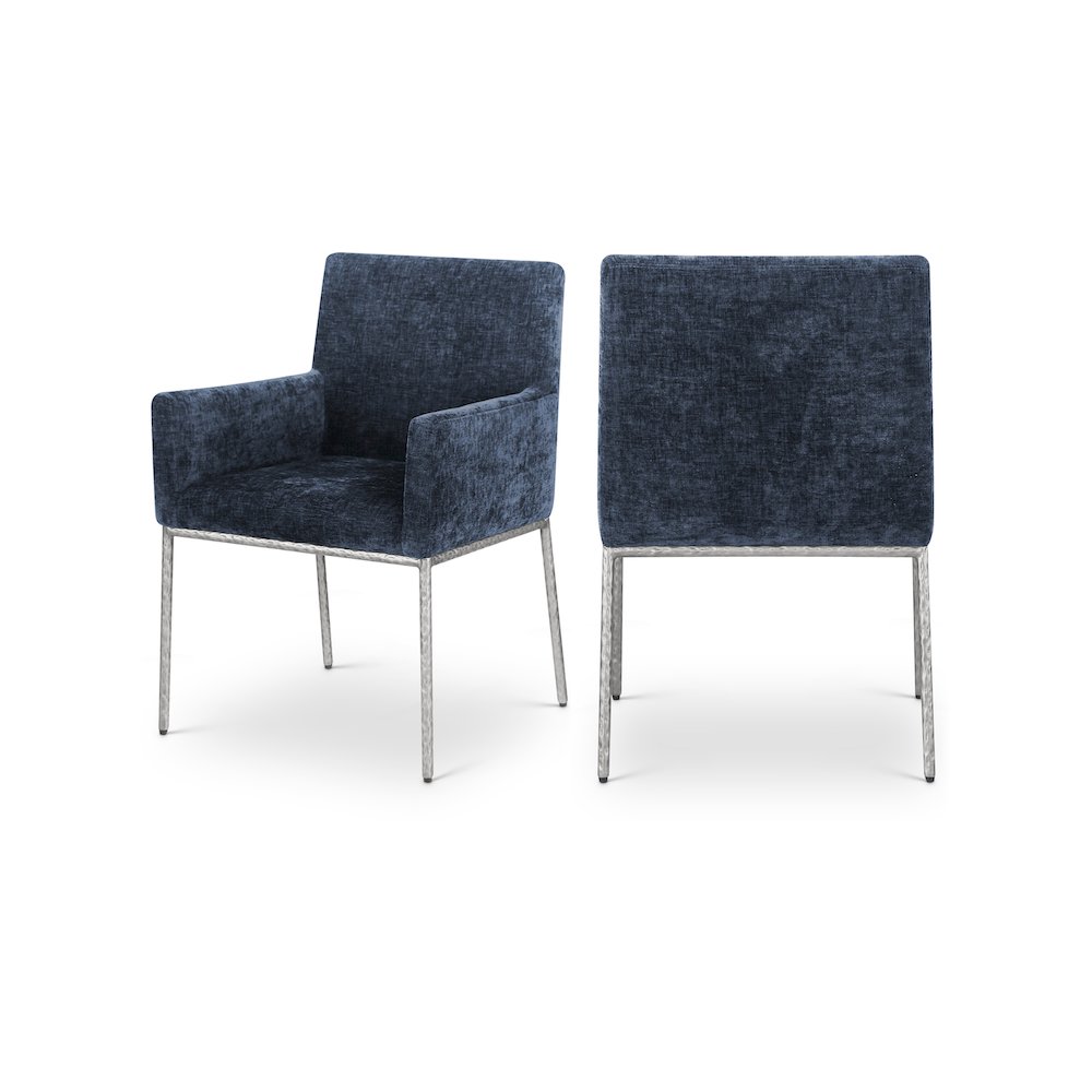 Reeves Navy Chenille Fabric Dining Chair, Set of 2. Picture 1