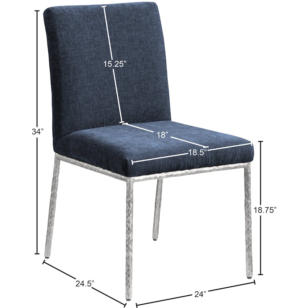 Reeves Navy Chenille Fabric Upholstered Dining Side Chair, Set of 2. Picture 10