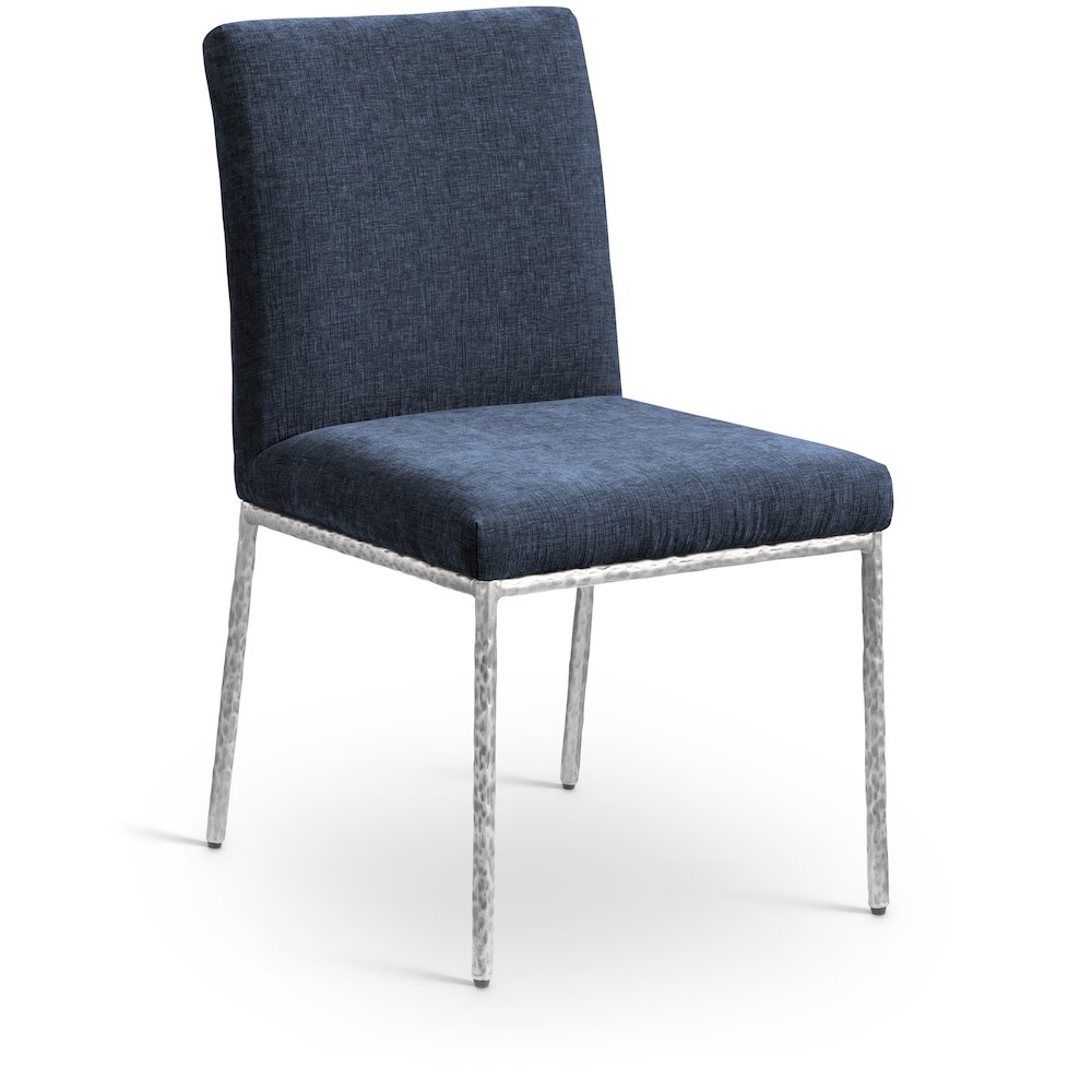 Reeves Navy Chenille Fabric Upholstered Dining Side Chair, Set of 2. Picture 2