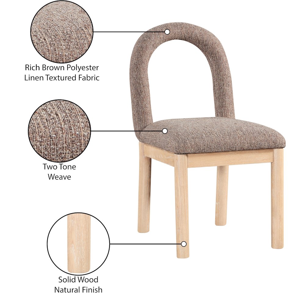 Conrad Brown Linen Textured Fabric Dining Chair. Picture 10