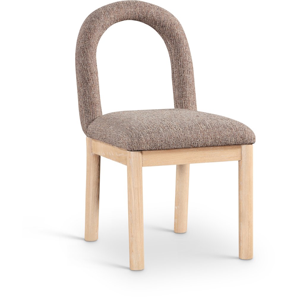 Conrad Brown Linen Textured Fabric Dining Chair. Picture 1