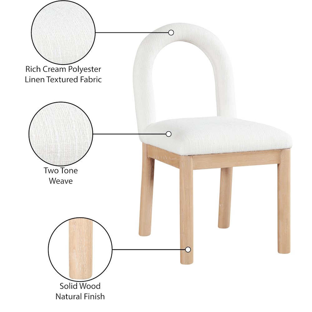 Conrad Cream Linen Textured Fabric Dining Chair. Picture 10