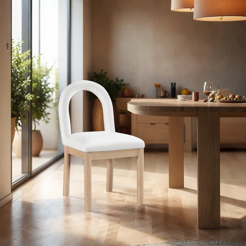 Conrad Cream Linen Textured Fabric Dining Chair. Picture 2