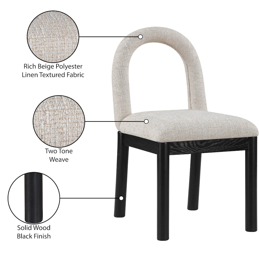 Conrad Beige Linen Textured Fabric Dining Chair. Picture 9