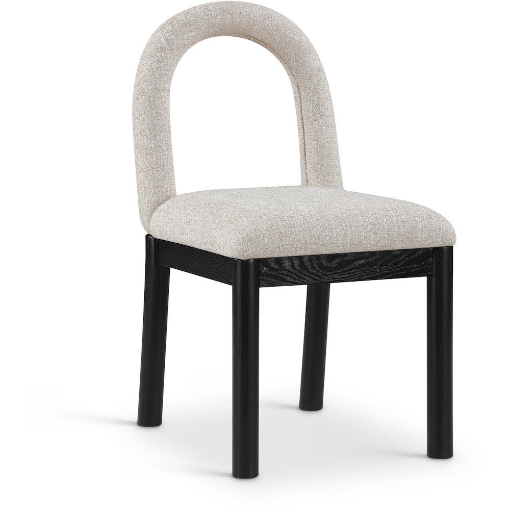 Conrad Beige Linen Textured Fabric Dining Chair. Picture 1
