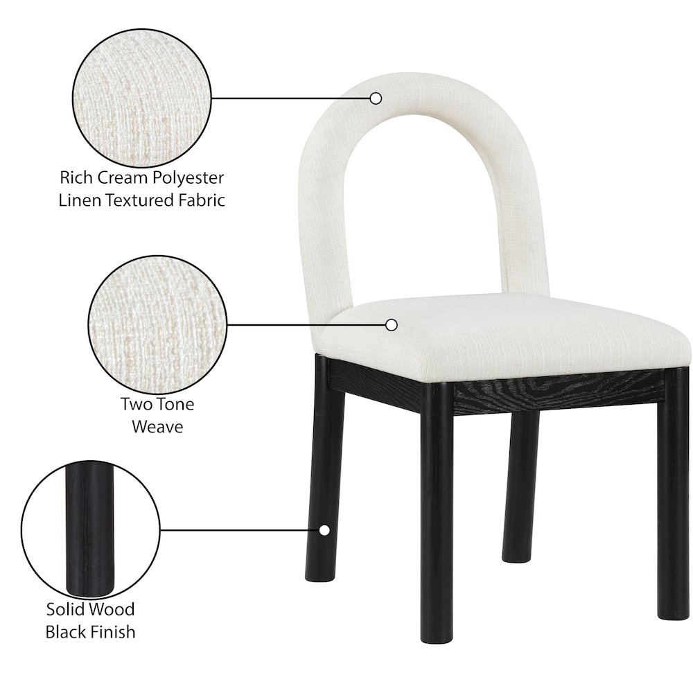 Conrad Cream Linen Textured Fabric Dining Chair. Picture 9