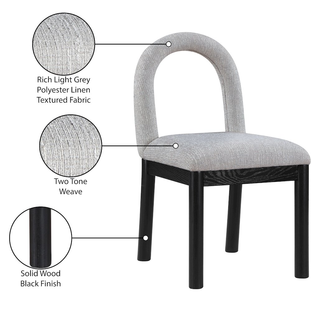 Conrad Grey Linen Textured Fabric Dining Chair. Picture 9