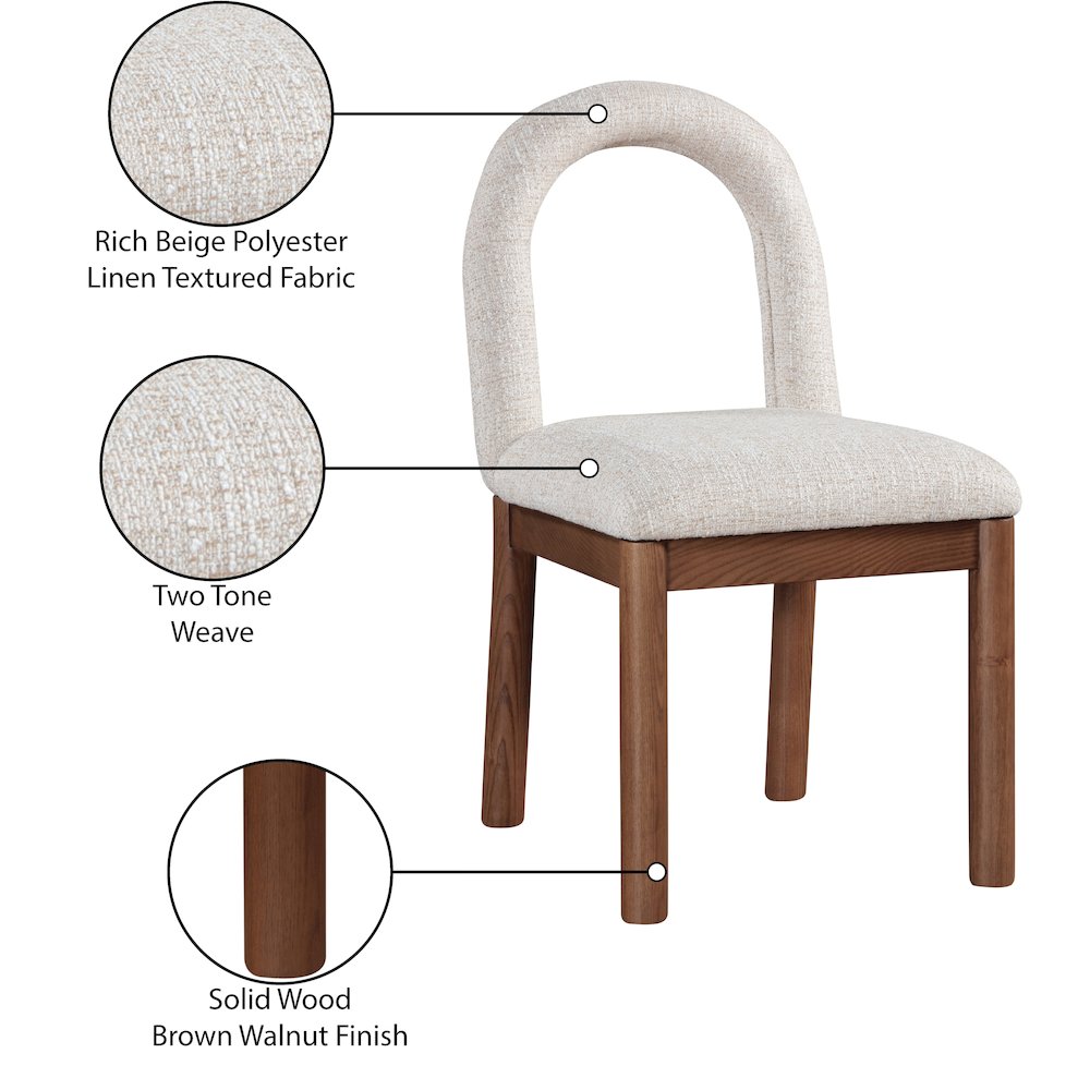 Conrad Beige Linen Textured Fabric Dining Chair. Picture 9