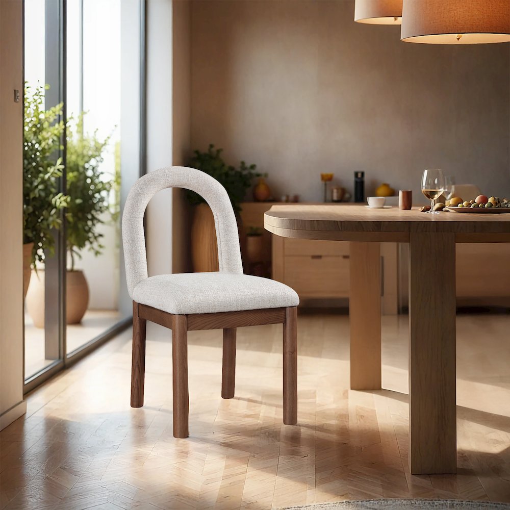 Conrad Beige Linen Textured Fabric Dining Chair. Picture 2