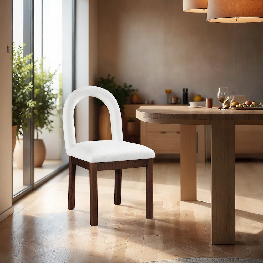 Conrad Cream Linen Textured Fabric Dining Chair. Picture 2