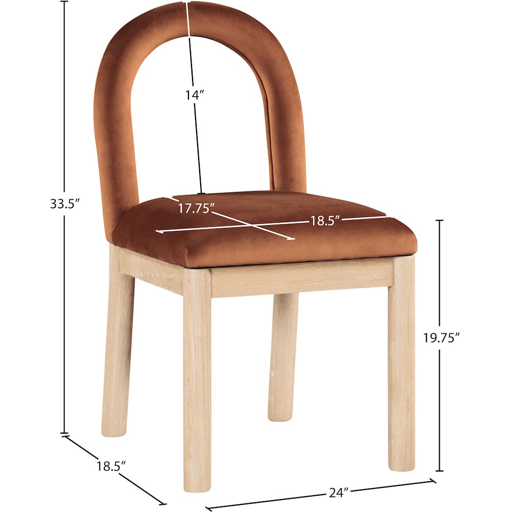 Conrad Cognac Velvet Dining Chair. Picture 9