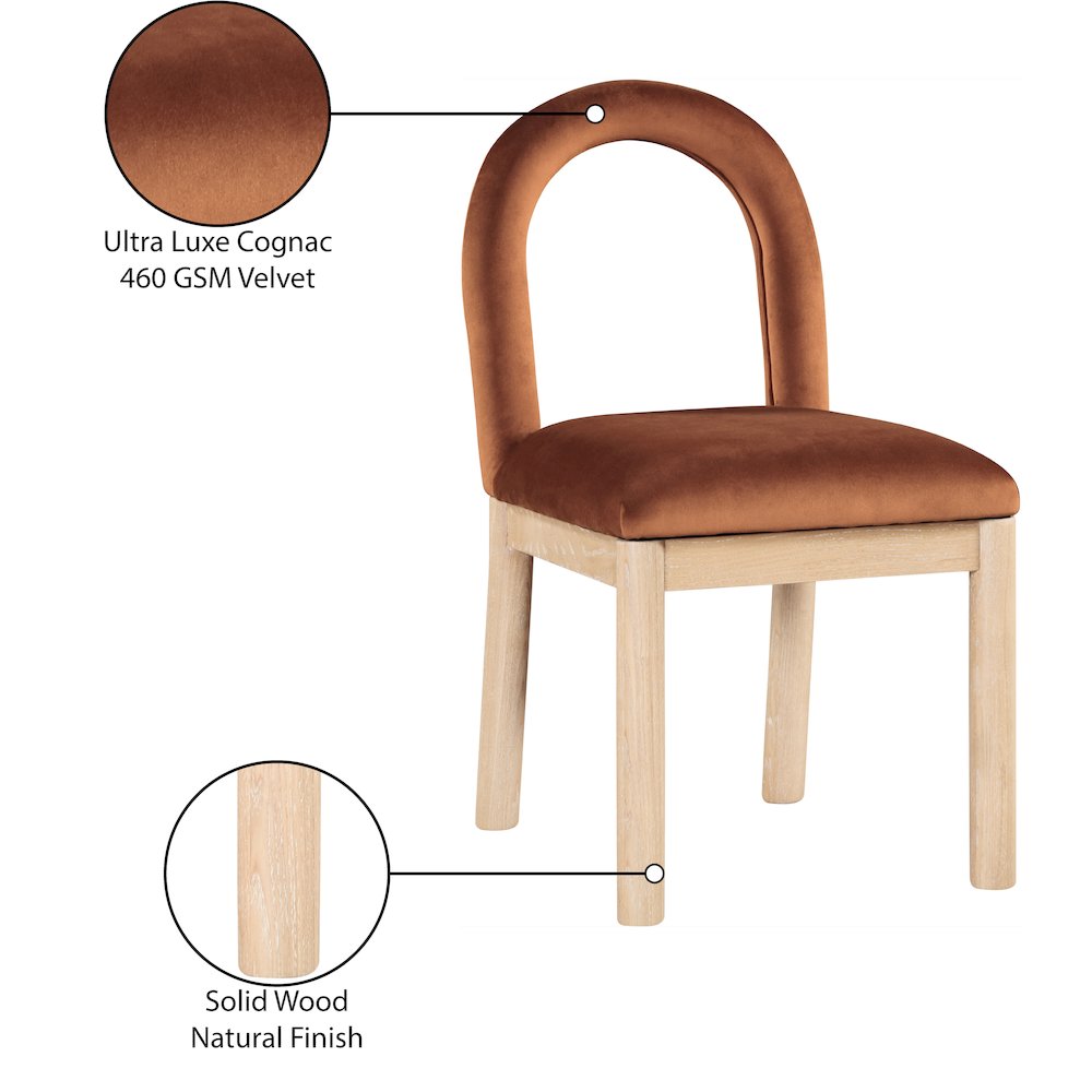 Conrad Cognac Velvet Dining Chair. Picture 10