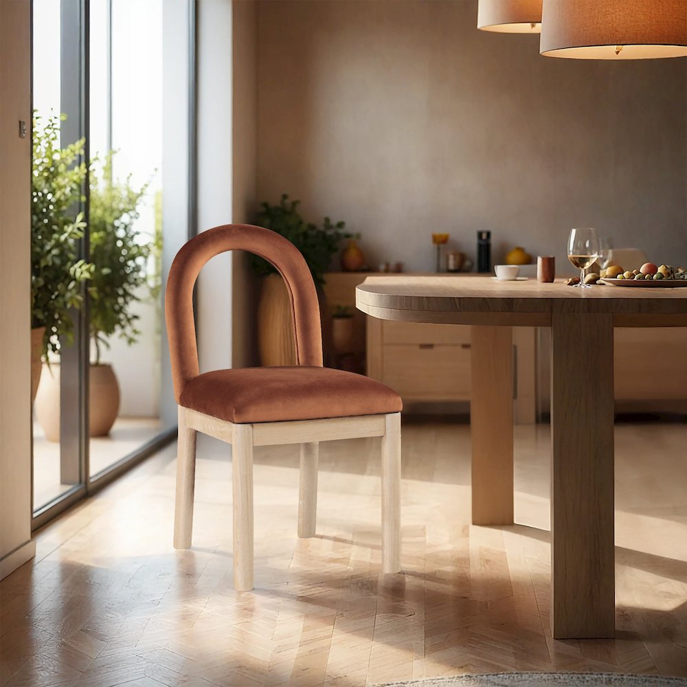 Conrad Cognac Velvet Dining Chair. Picture 2