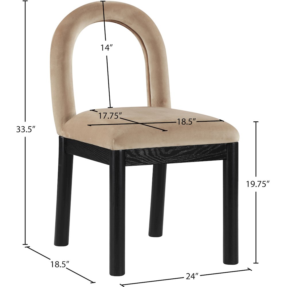 Conrad Beige Velvet Dining Chair. Picture 8