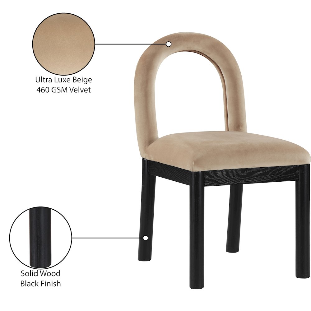 Conrad Beige Velvet Dining Chair. Picture 9
