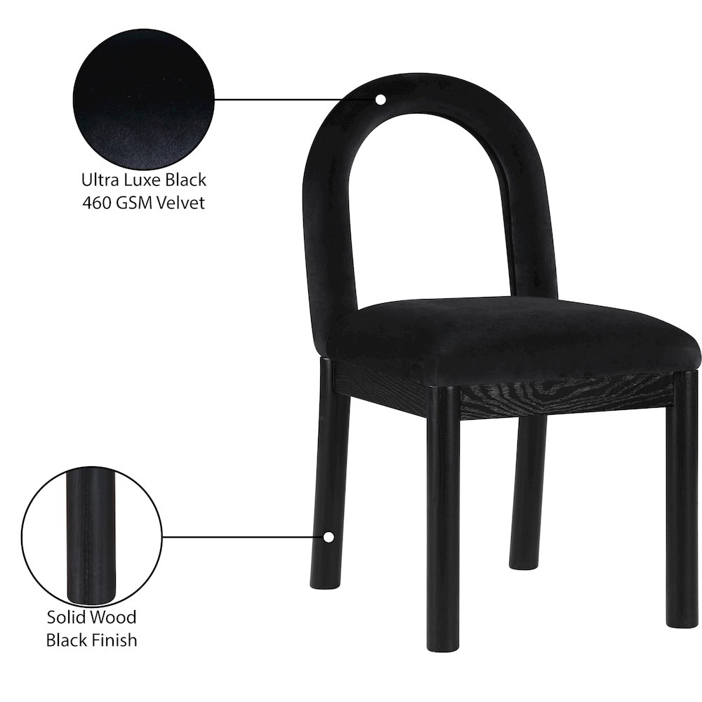 Conrad Black Velvet Dining Chair. Picture 9